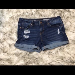 Ripped jean shorts